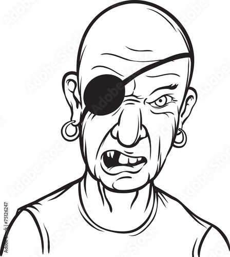 whiteboard drawing - portrait of furious pirate