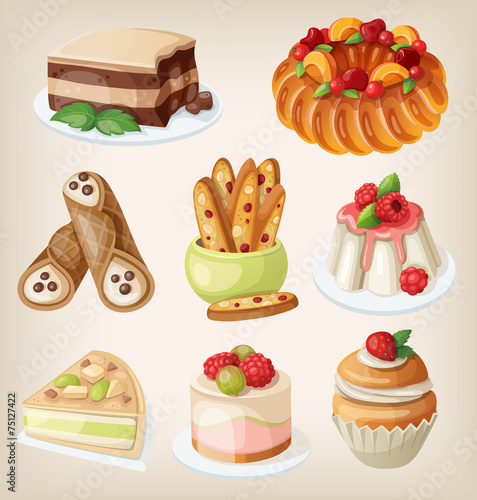 Set of traditional italian desserts