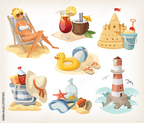 Set of summer beach elements