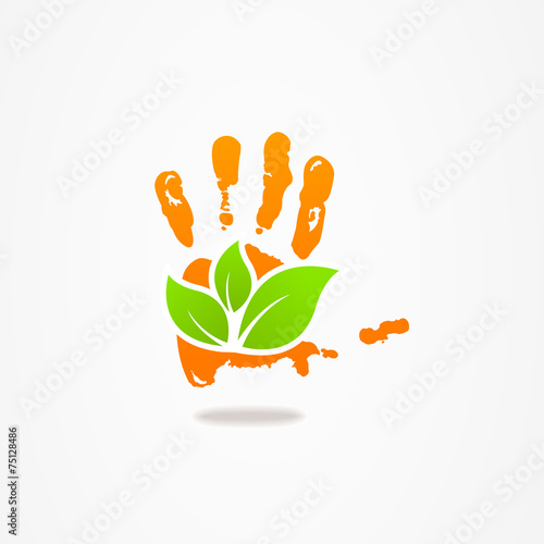 Abstract hand leaf vector