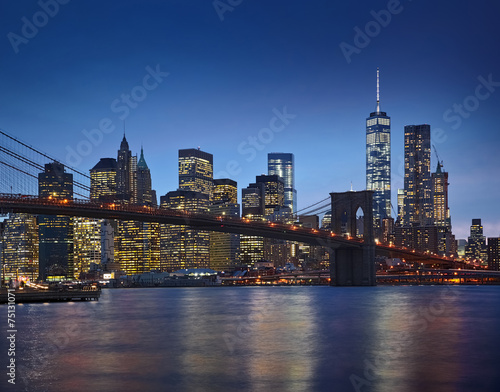 Panorama New York City at night