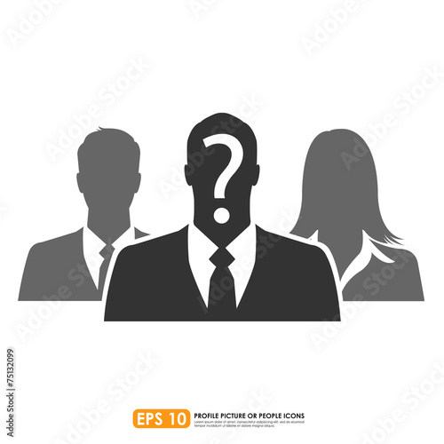 Businesspeople icon with question mark sign