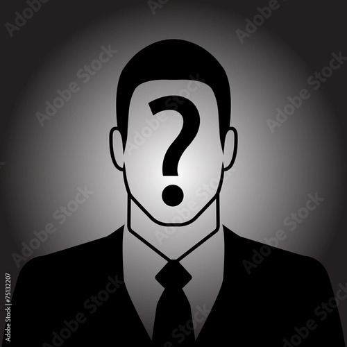 Businessman icon with question mark on the face