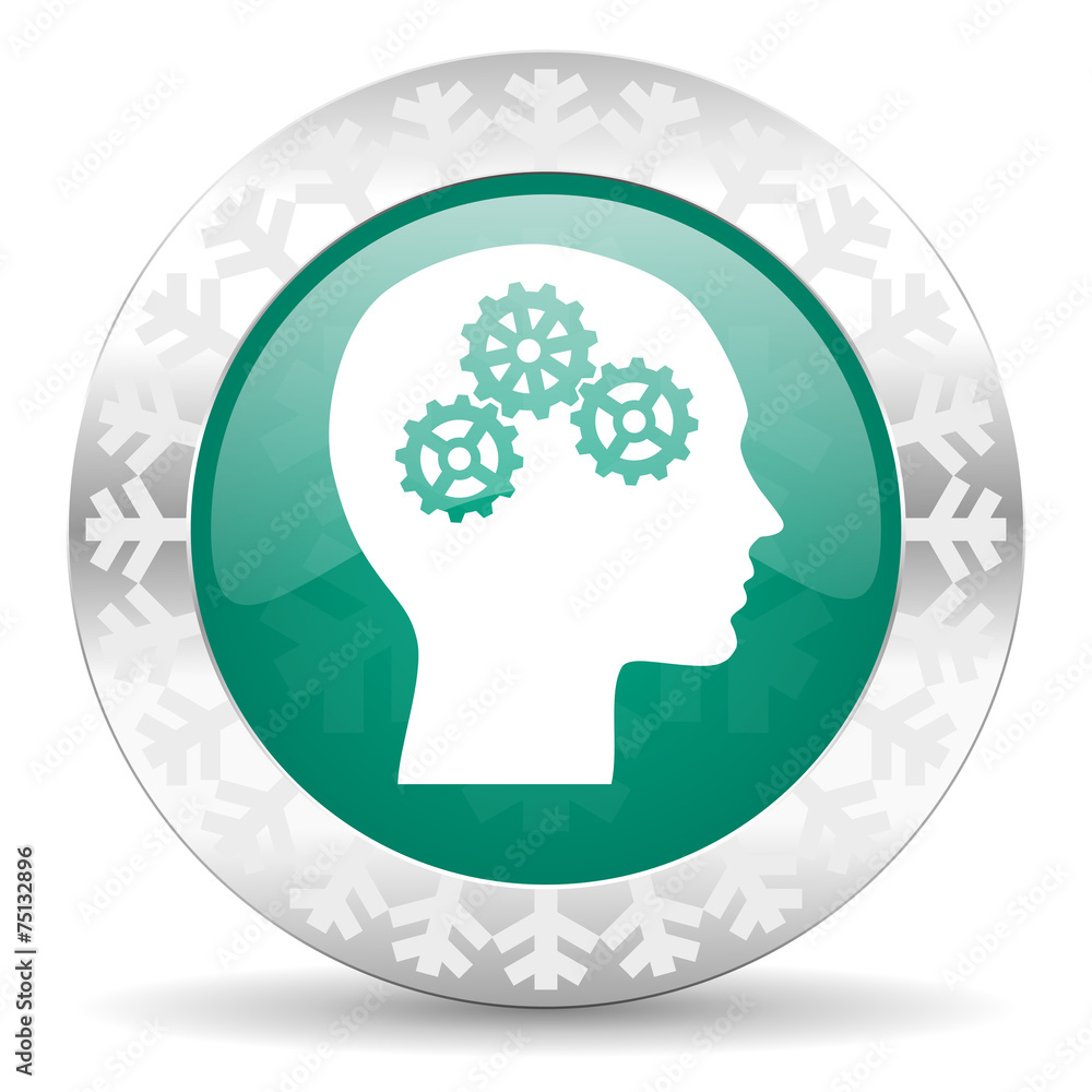 head green icon, christmas button, human head sign head green icon, christmas button, human head sign