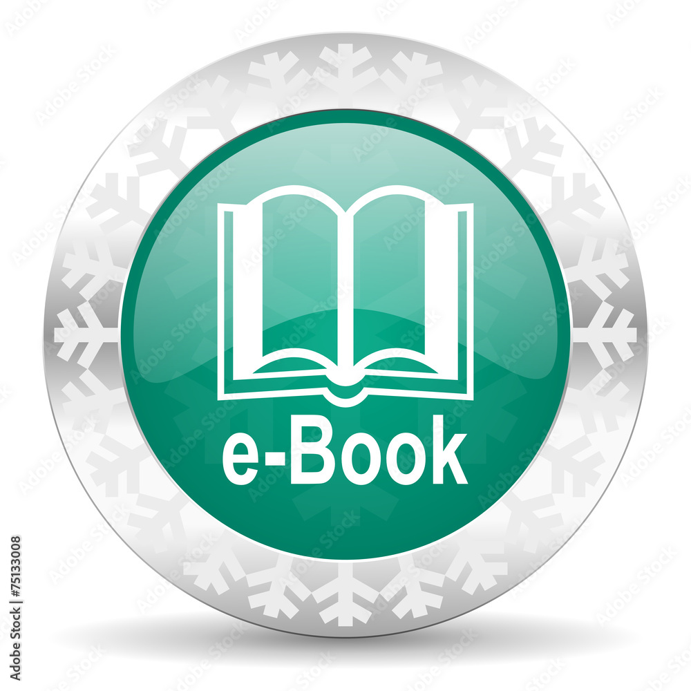 book green icon, christmas button, e-book sign book green icon, christmas button, e-book sign
