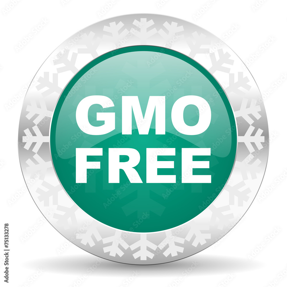 gmo free green icon, christmas button, no gmo sign gmo free green icon, christmas button, no gmo sign