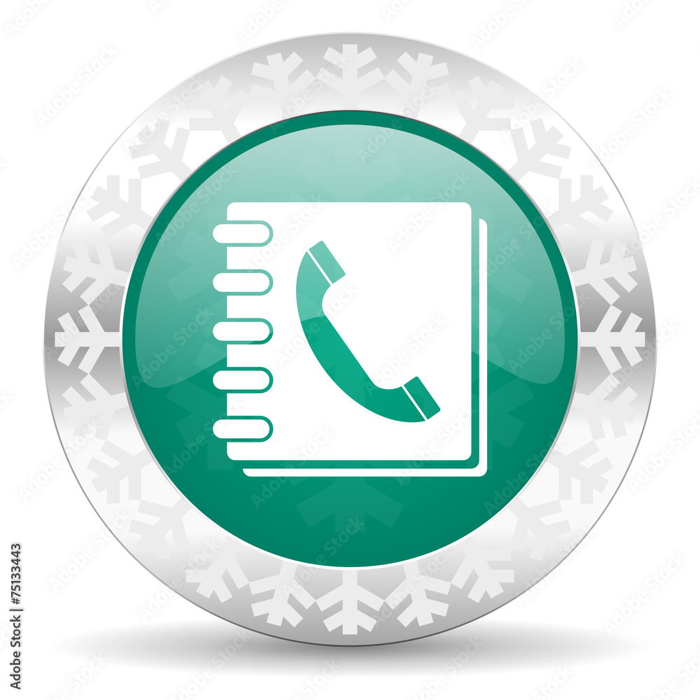 phonebook green icon, christmas button