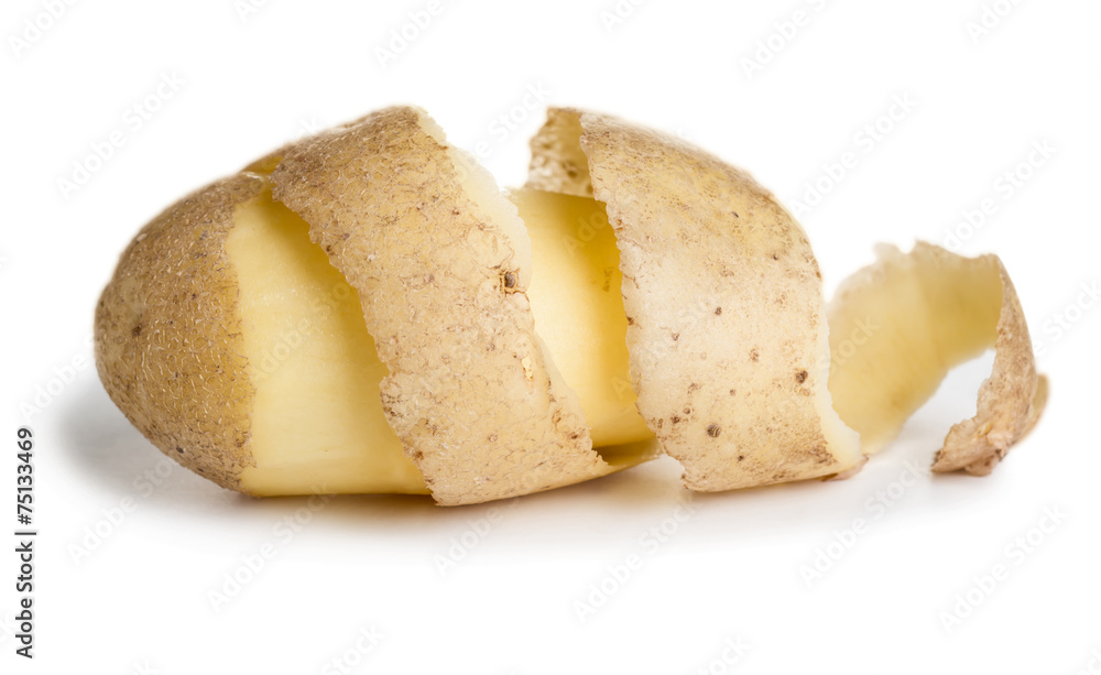 Raw potato with cutting peel