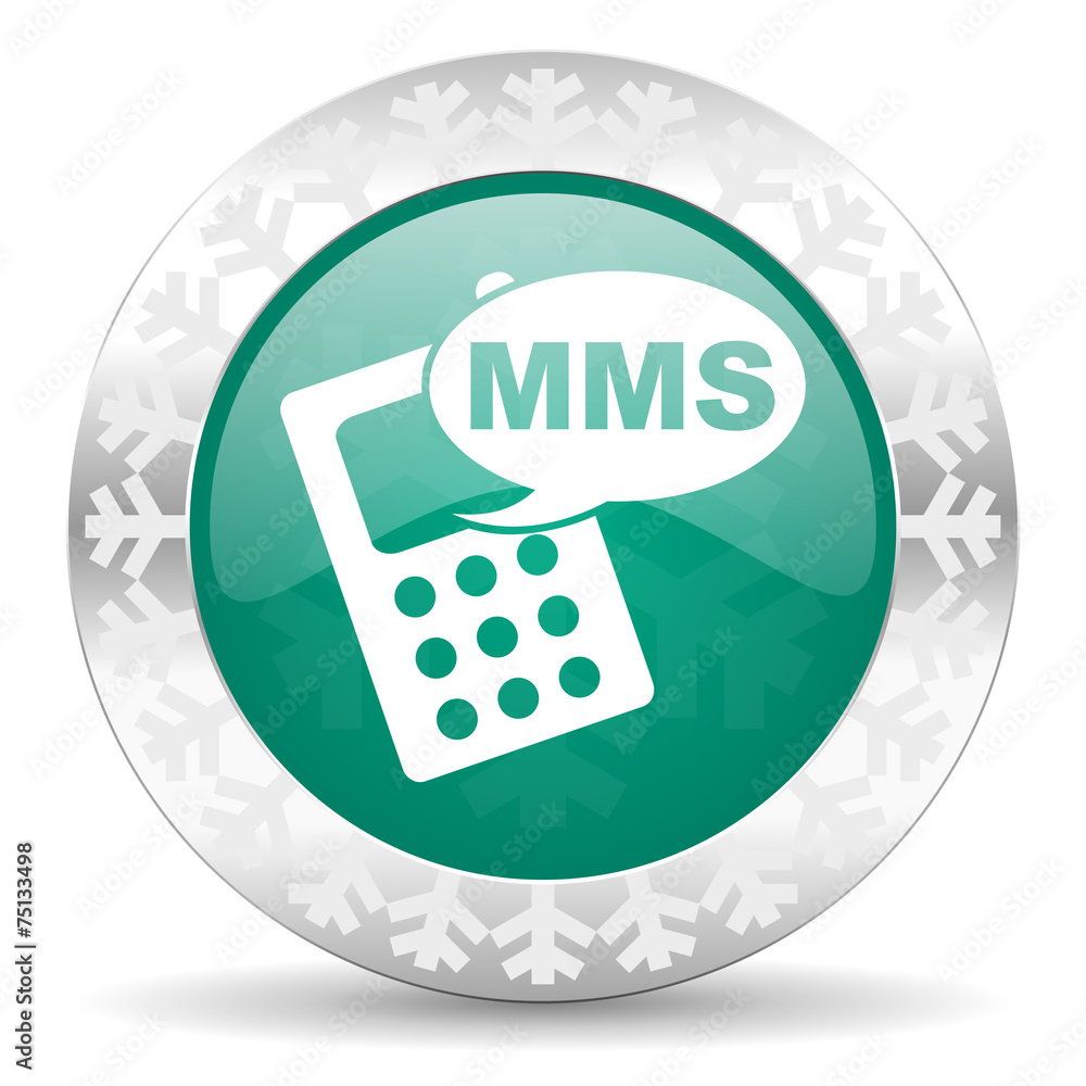mms green icon, christmas button, phone sign mms green icon, christmas button, phone sign