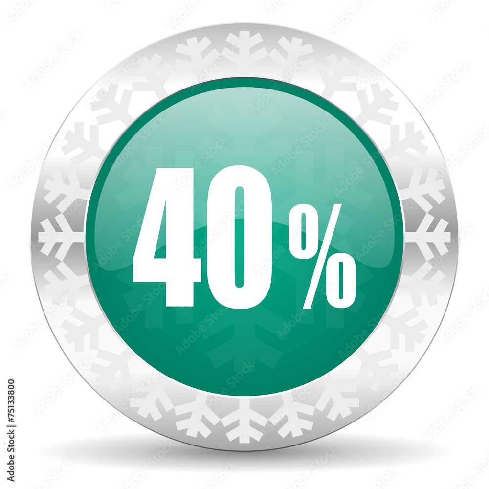 40 percent green icon, christmas button, sale sign 40 percent green icon, christmas button, sale sign