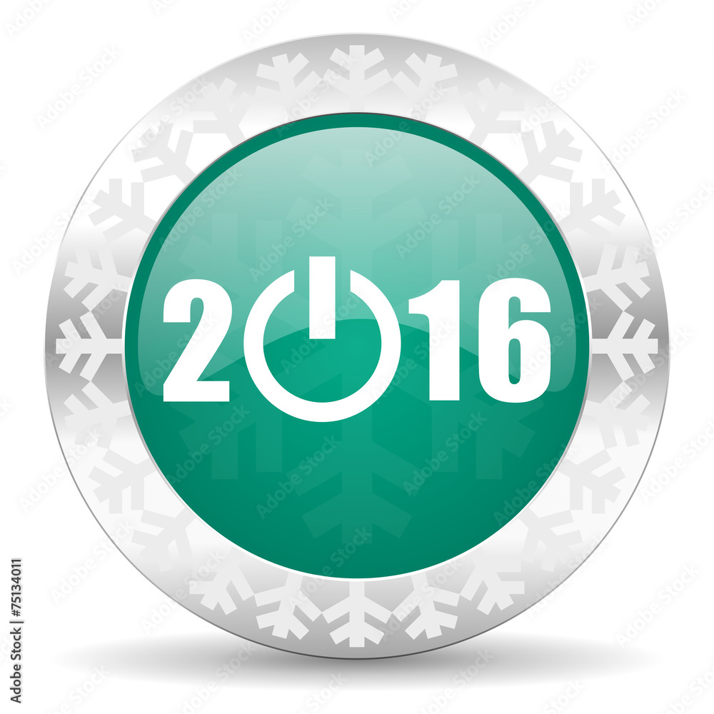 new year 2016 green icon, christmas button, new years symbol new year 2016 green icon, christmas button, new years symbol