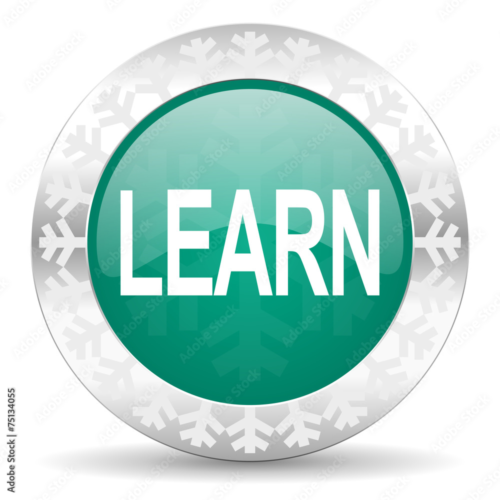 learn green icon, christmas button learn green icon, christmas button