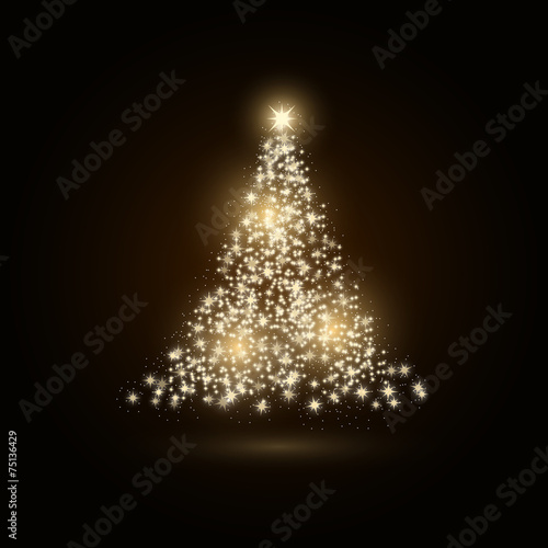 Christmas tree made with gold sparkles © Linett