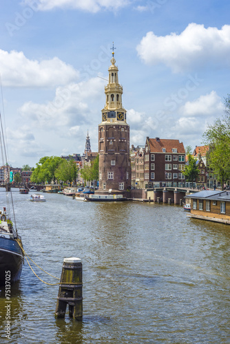 Montelbaanstoren tower in Amsterdam, Netherlands. photo