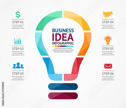 Business idea infographic, light buble diagram