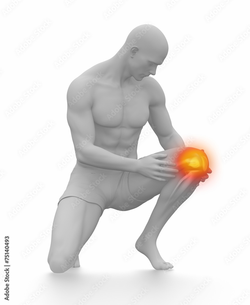 Man knee injured and sprained isolated on white Man knee injured and sprained isolated on white