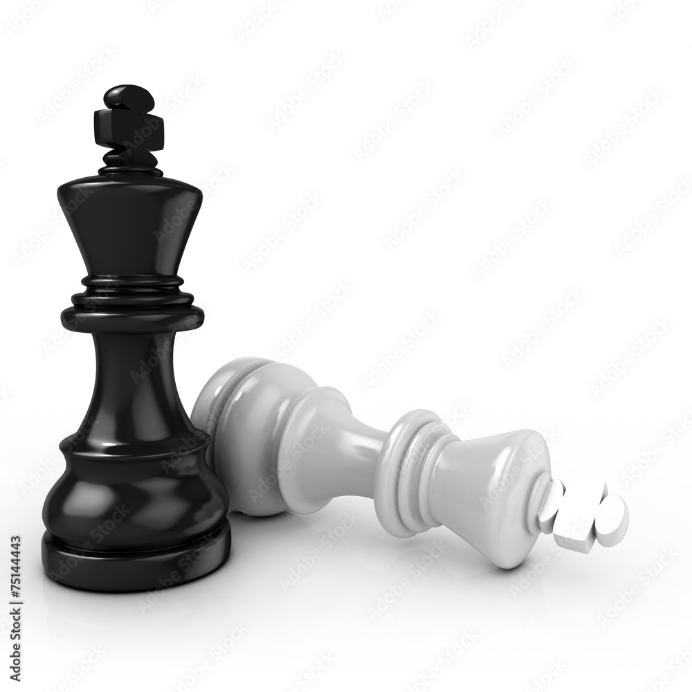 Black king chess mate, on white background Black king chess mate, on white background