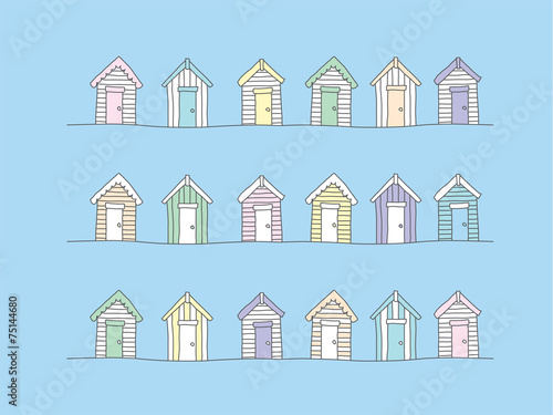 Beach huts - hand drawn