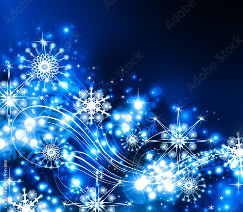 Snowflakes , stars and waves descending background
