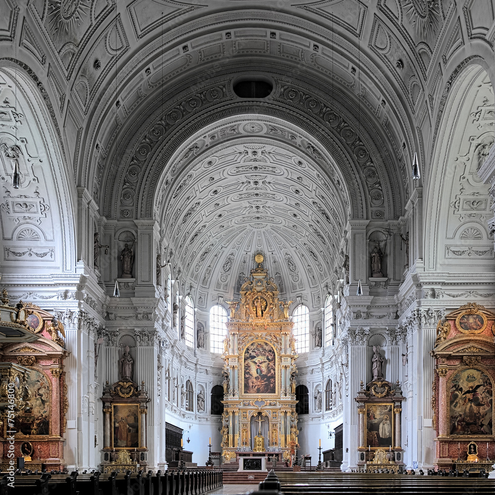 Interior of the St. Michael Church in Munich, Germany