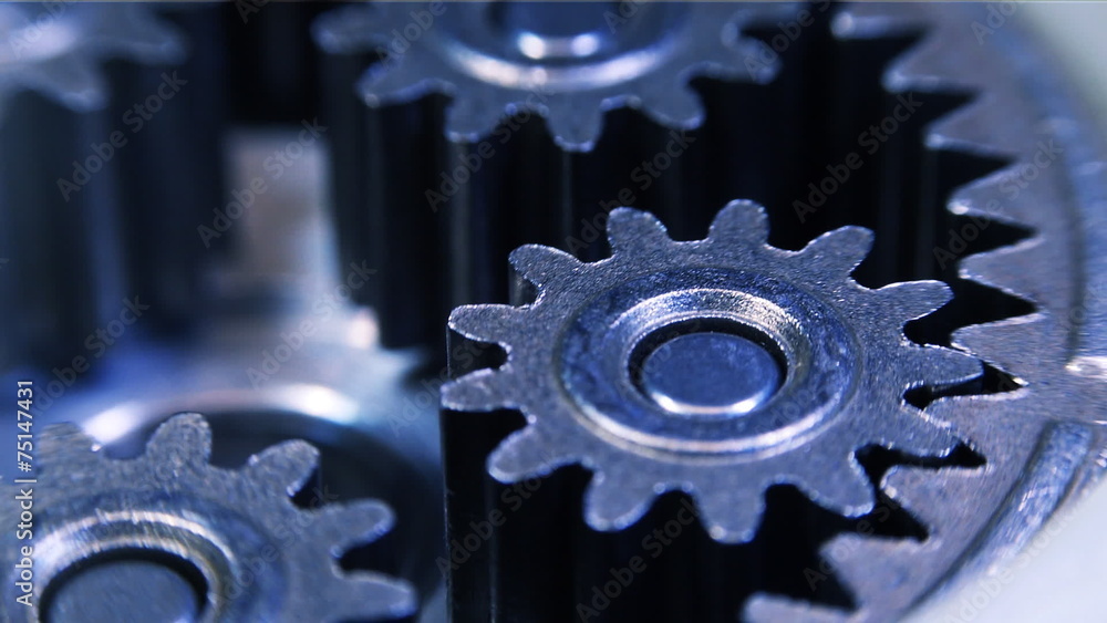 Movement of metal gears. Gearbox Movement of metal gears. Gearbox