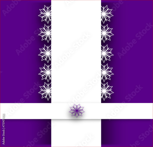 white flowers with shadow edges on purple wall photo