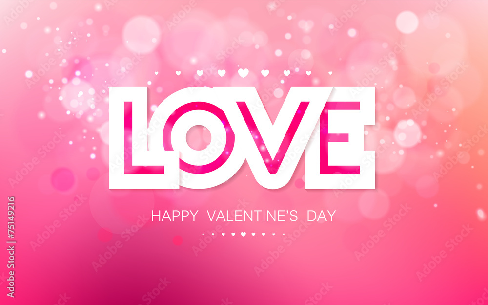 Vector paper inscription love on a pink background