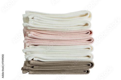Towels in stack. Isolated