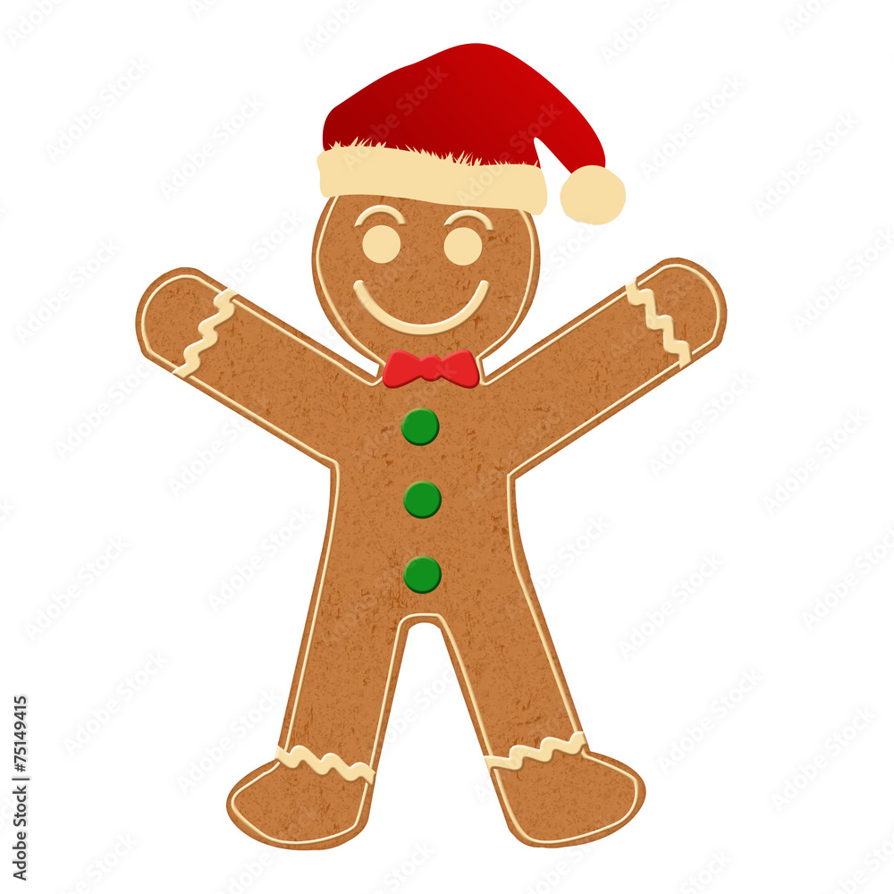 Obraz premium Gingerbread Man with Santa Hat