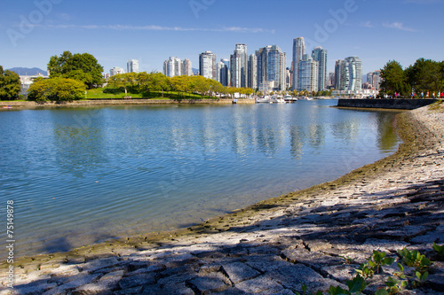 Vancouver skyline, water, urban park