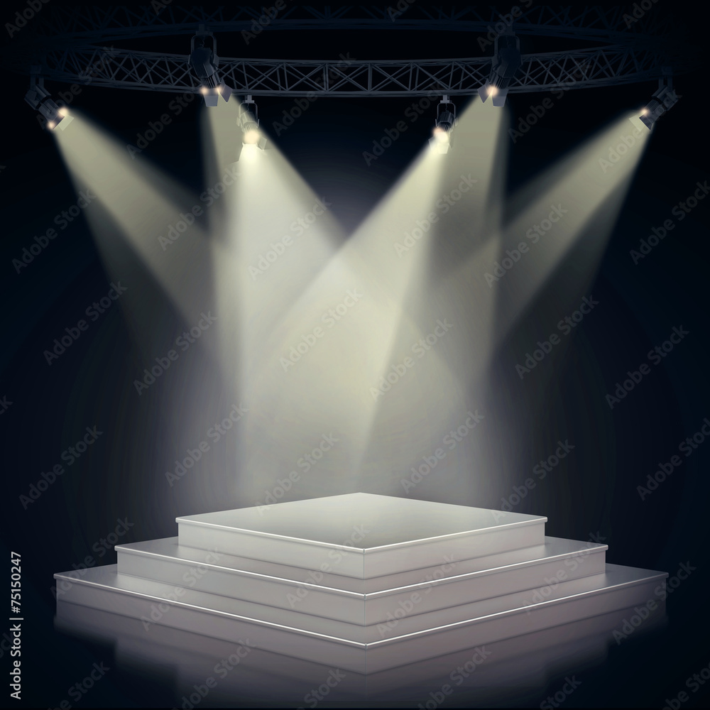Obraz premium Illuminated empty stage podium for award ceremony