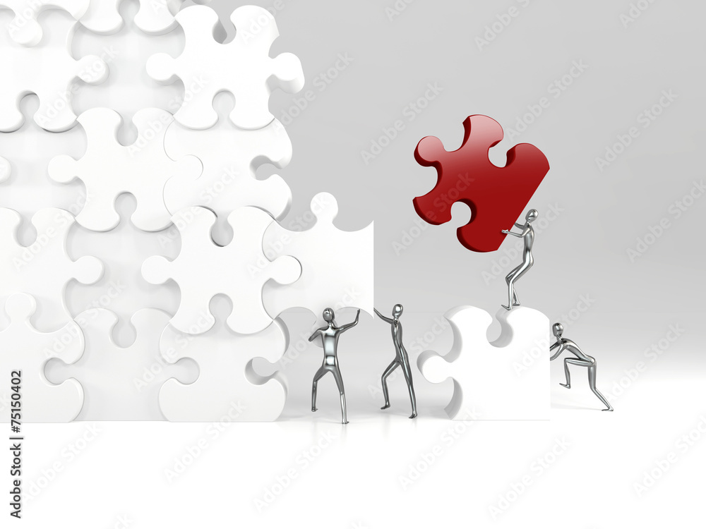 Teamwork. Puzzle. High resolution 3d render. Illustration Stock | Adobe  Stock