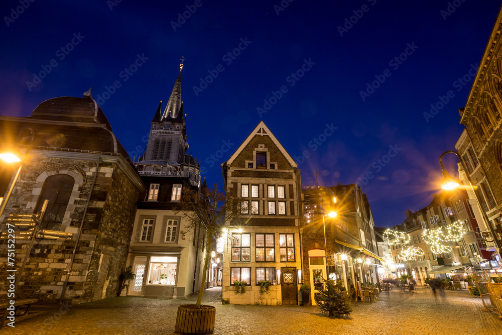 aachen old city in the evening