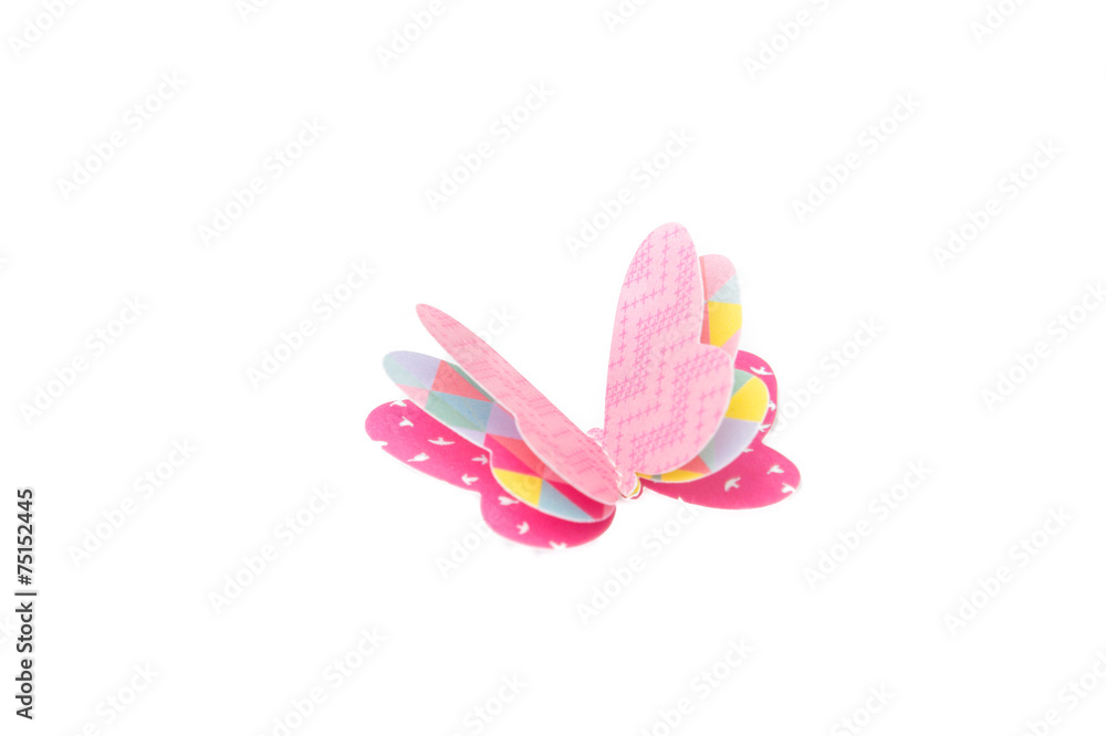 DIY paper Butterfly on White Isolate Background