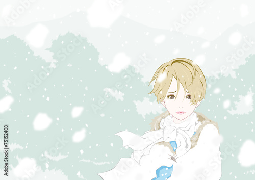 女性　雪　困り顔