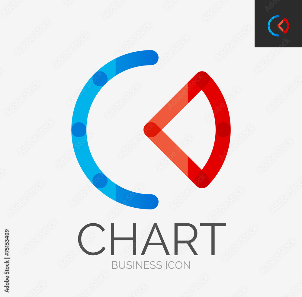 Fototapeta premium Minimal line design logo, chart, graph icon