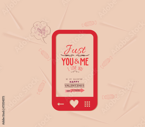 happy valentine with phone message of love