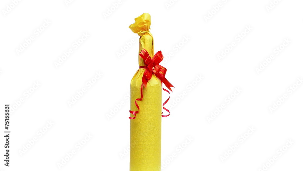 360-degree rotating wrapped wine as gift on white 360-degree rotating wrapped wine as gift on white