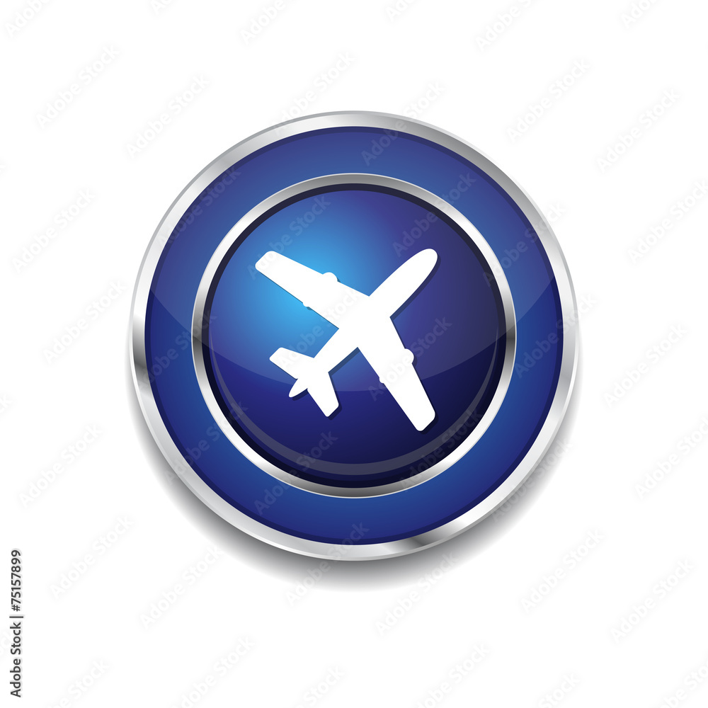 Airplane Sign Vector Button Icon
