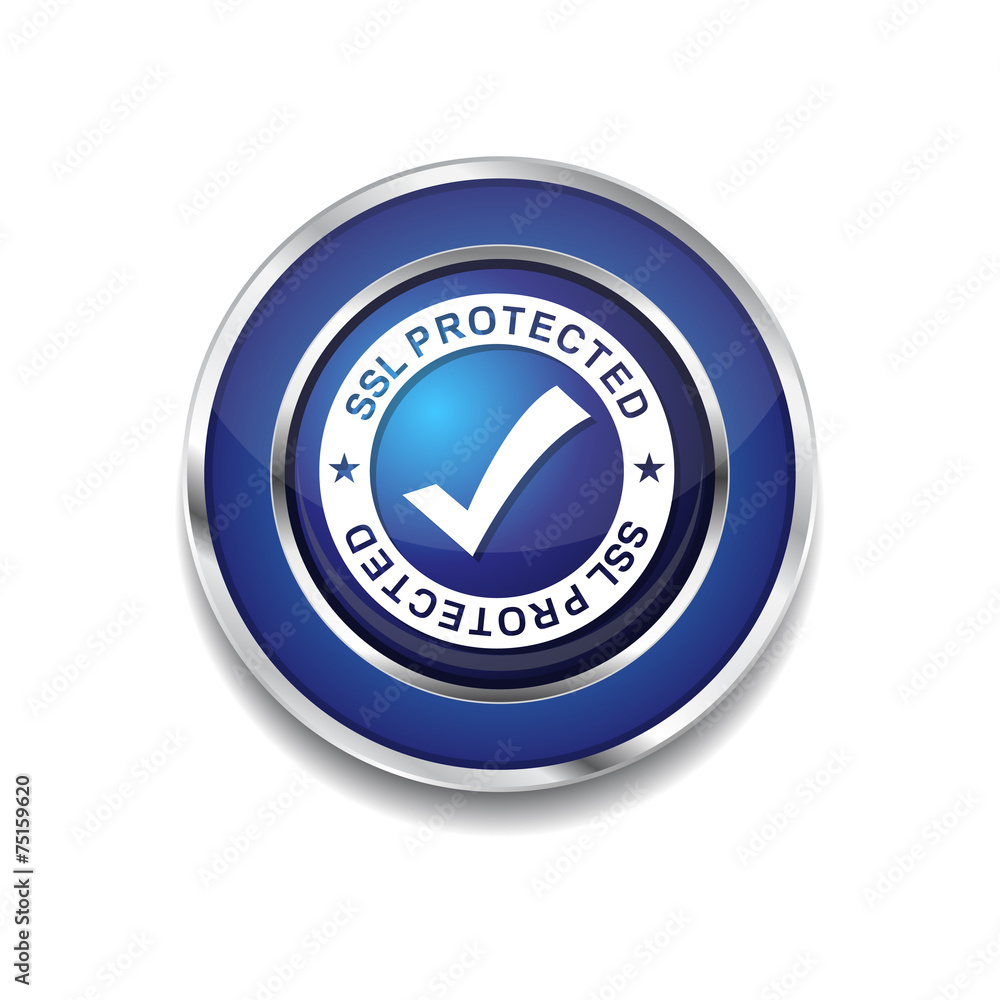 SSL Protected Blue Vector Icon Button SSL Protected Blue Vector Icon Button
