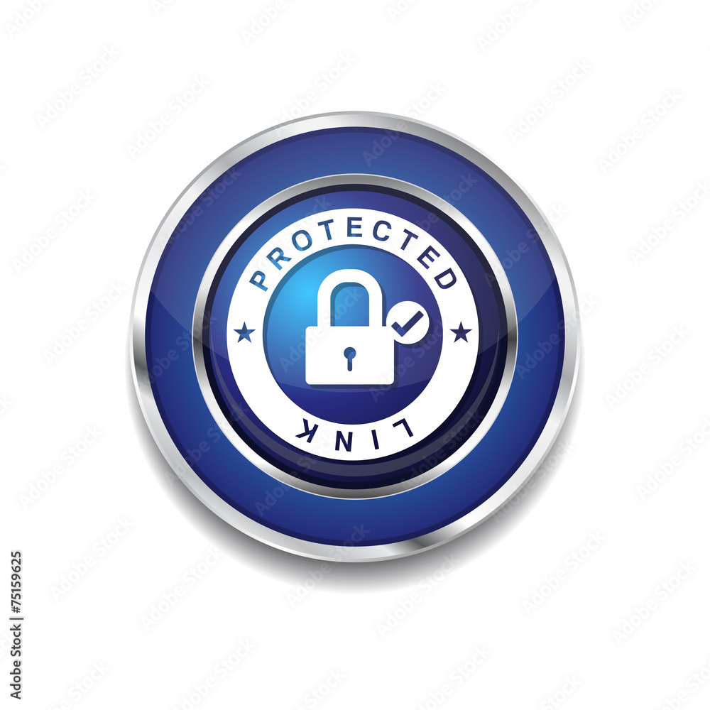 Protected Link Blue Vector Icon Button Protected Link Blue Vector Icon Button