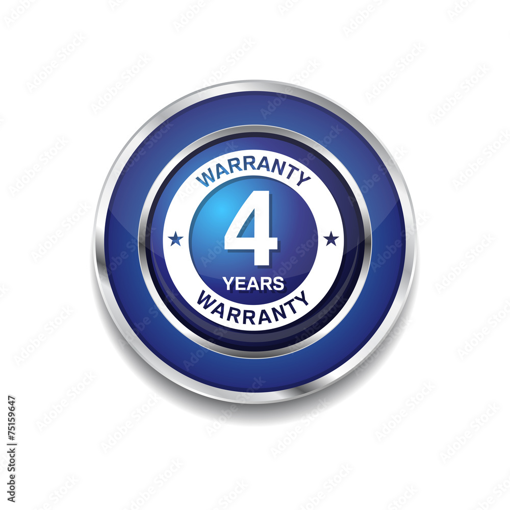 4 Years Warranty Blue Vector Icon Button 4 Years Warranty Blue Vector Icon Button