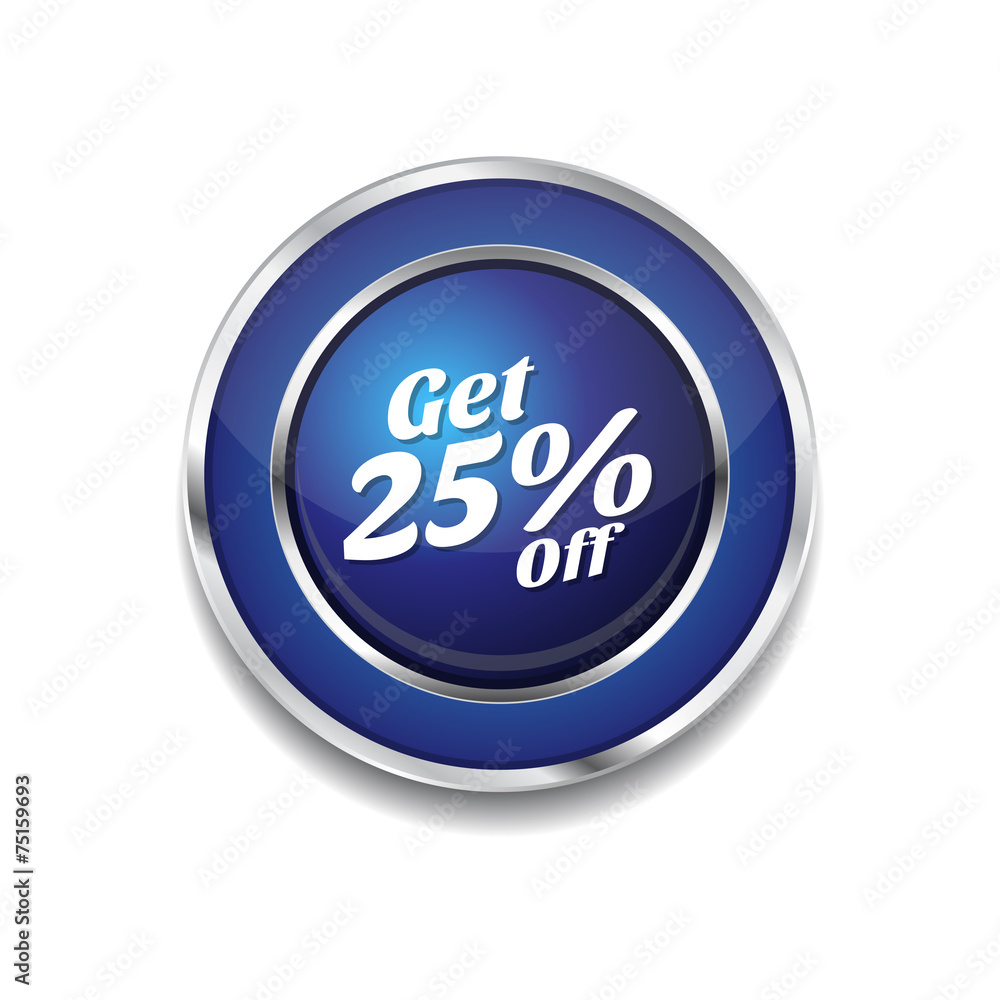 Get 25 Percent Blue Vector Icon Button Get 25 Percent Blue Vector Icon Button