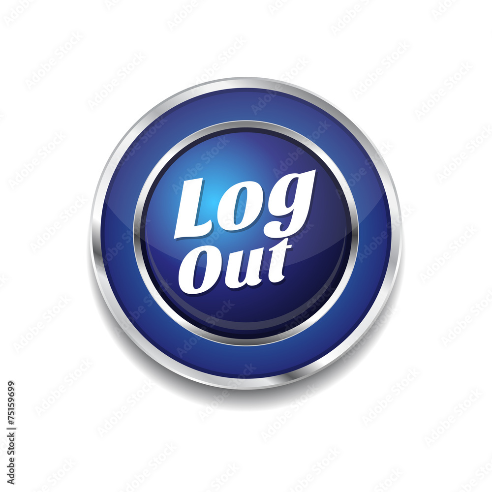 Log Out Blue Vector Icon Button Log Out Blue Vector Icon Button