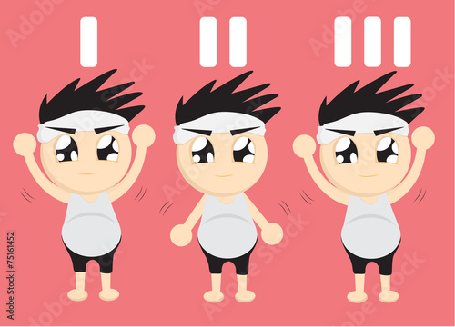 Cartoon boy Exercises to lose belly