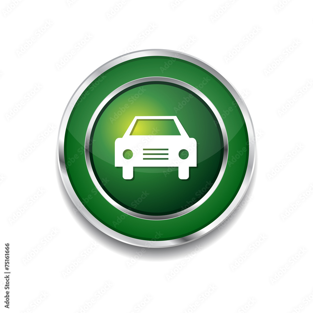 Car Green Vector Icon Button Car Green Vector Icon Button