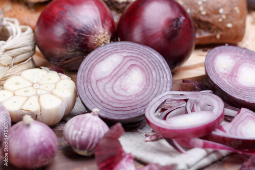onion, bread and garlic