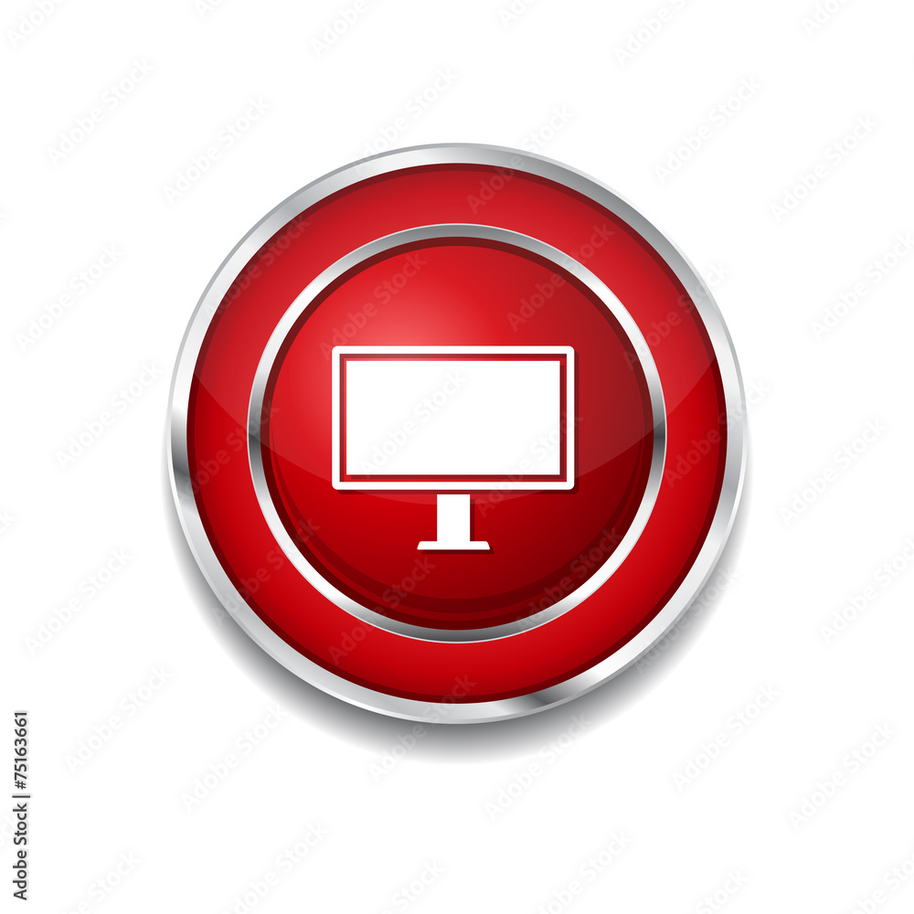 Computer Red Vector Icon Button Computer Red Vector Icon Button