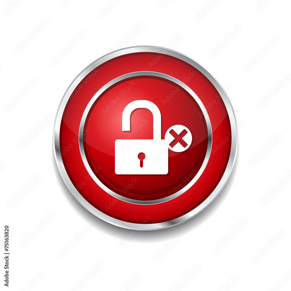 Unlock Red Vector Icon Button Unlock Red Vector Icon Button
