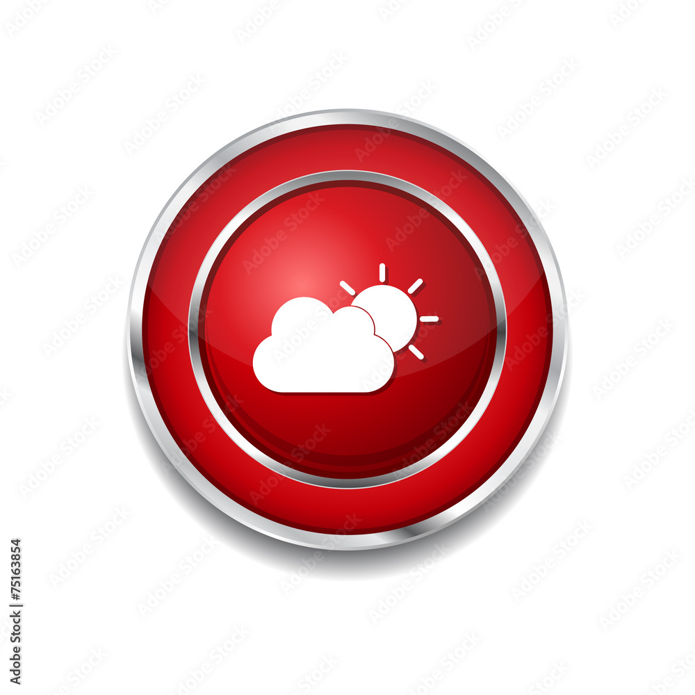 Sunny Cloud Red Vector Icon Button Sunny Cloud Red Vector Icon Button